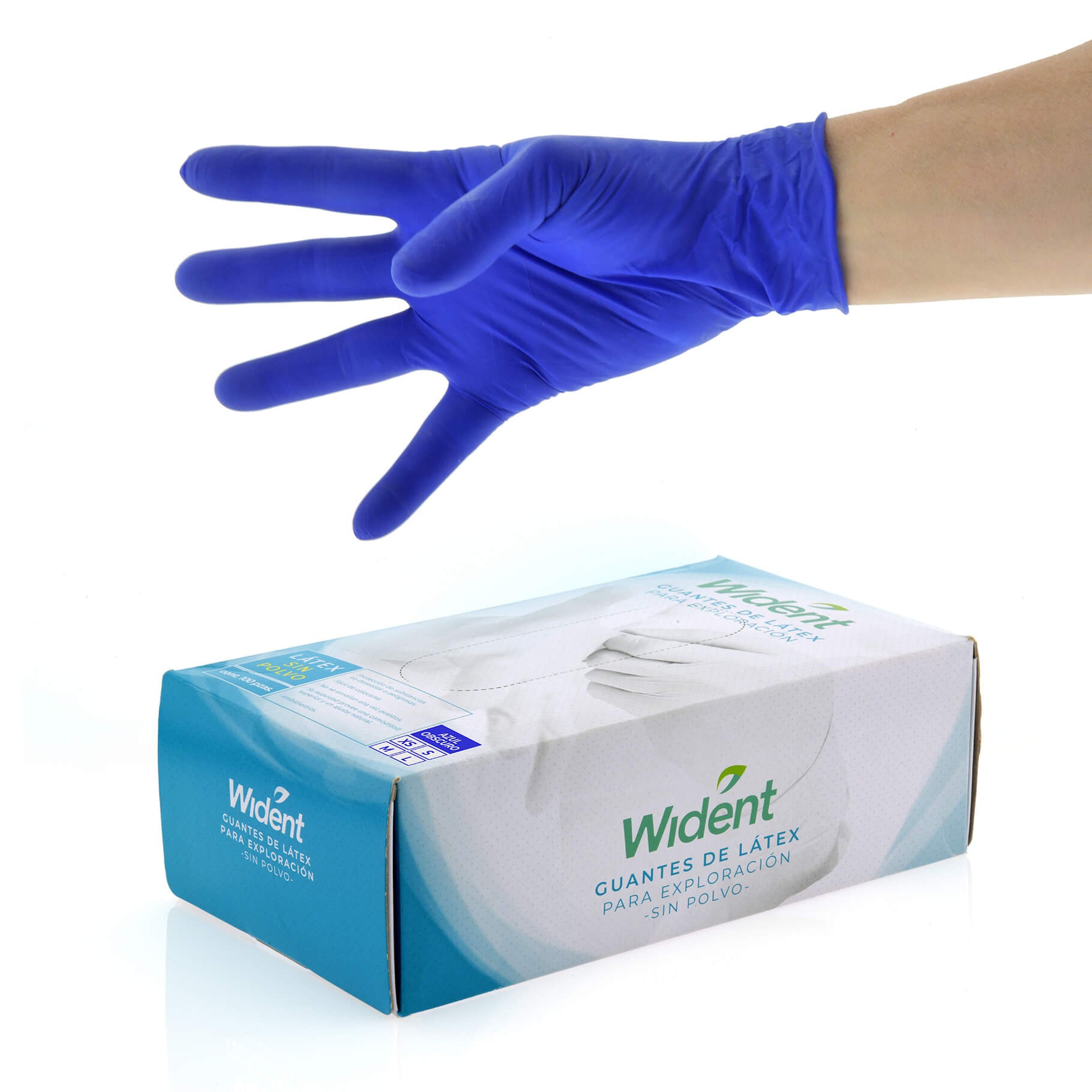 Guantes Wident Latex Sin Polvo Azul Obsccuro C/100