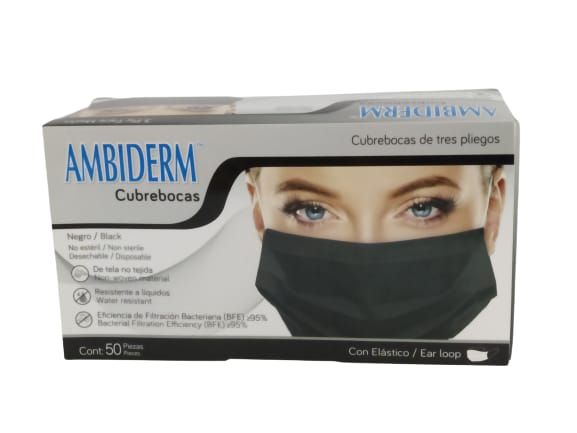 CUBREBOCAS 50pz Ambiderm Negro