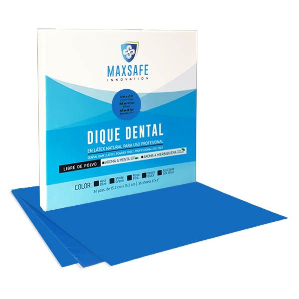 7503044998171 - Tienda DDC - CLINICA - Goma Dique Dental Maxsafe AZUL Aroma Menta 6X6 Medio 36pz | TiendaDDC.com