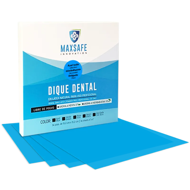 Tienda DDC - Tienda DDC - CLINICA - Goma Dique Dental Maxsafe AZUL SEDA Aroma Hierbabuena 6X6 Medio 36pz (Copia) | TiendaDDC.com