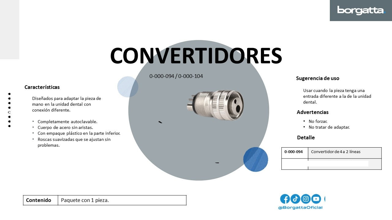 Refacciónes Piezas De Mano Convertidor De 2 A 4 Lineas