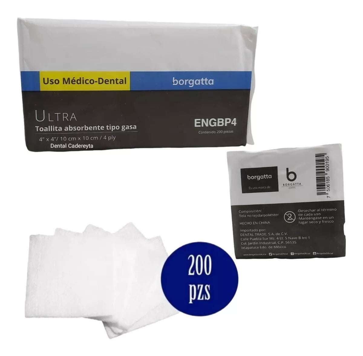 7506185900195 - BORGATTA - Gasa de Esponja 4x4 PLG (10x10 Cm) Borgatta | TiendaDDC.com