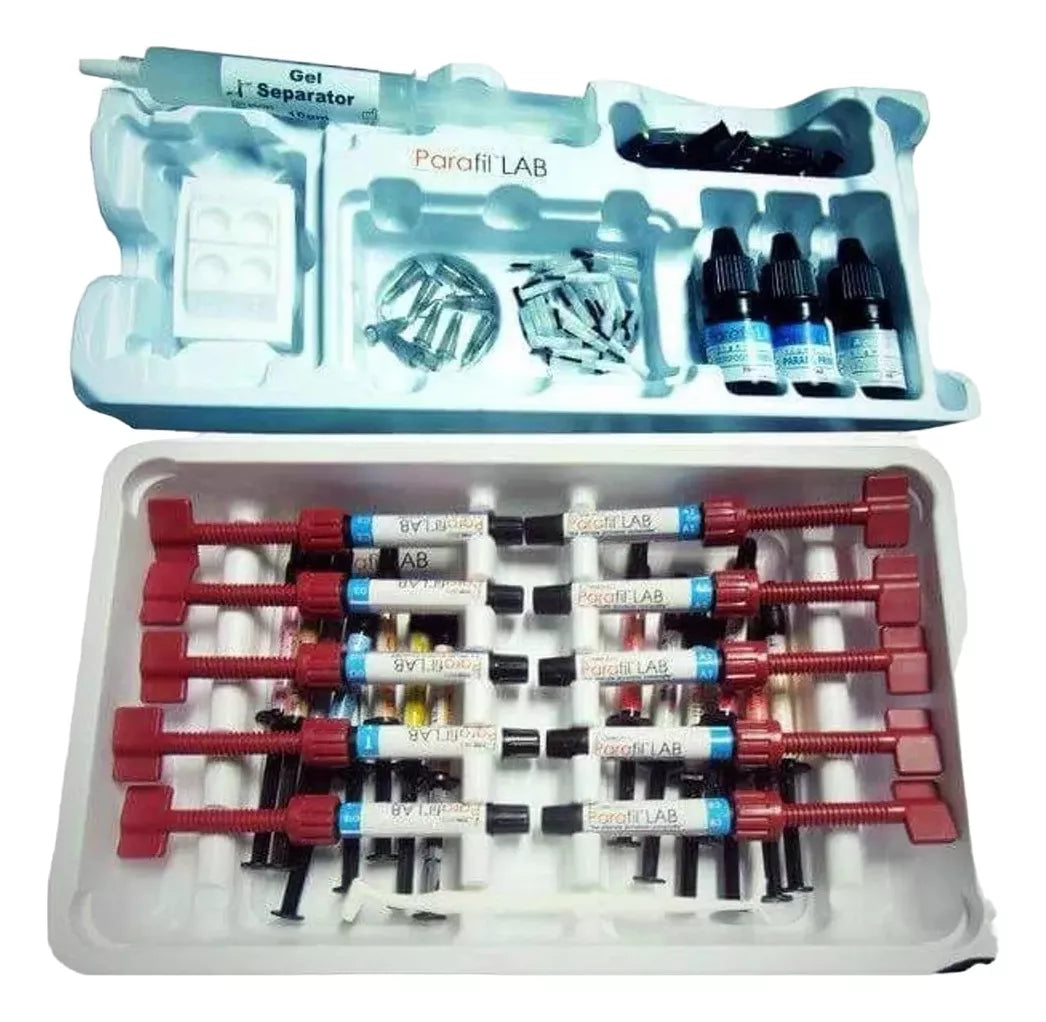 Kit De Resina Dental Parafil Lab 10 Jeringas + 15 Stains