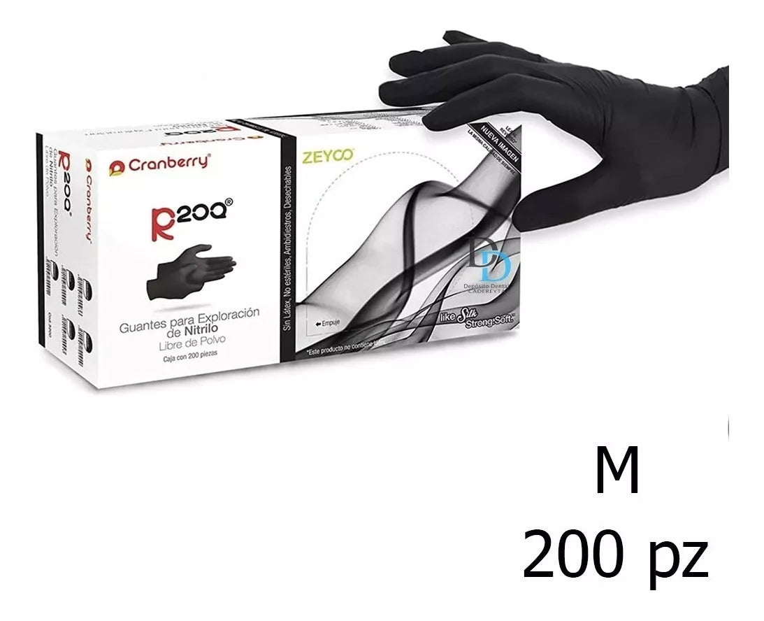 Guantes Negros Cranberry Nitrilo Zeyco R200EVO 200 Pzas