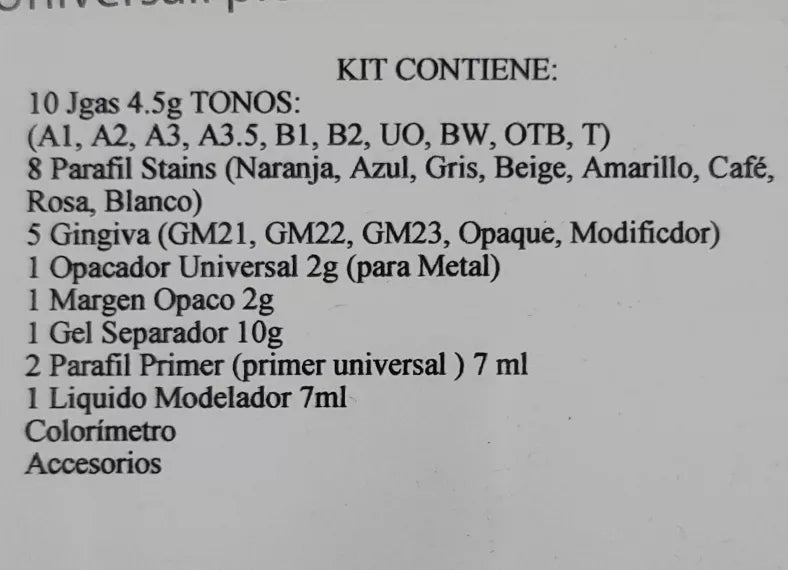 Kit De Resina Dental Parafil Lab 10 Jeringas + 15 Stains