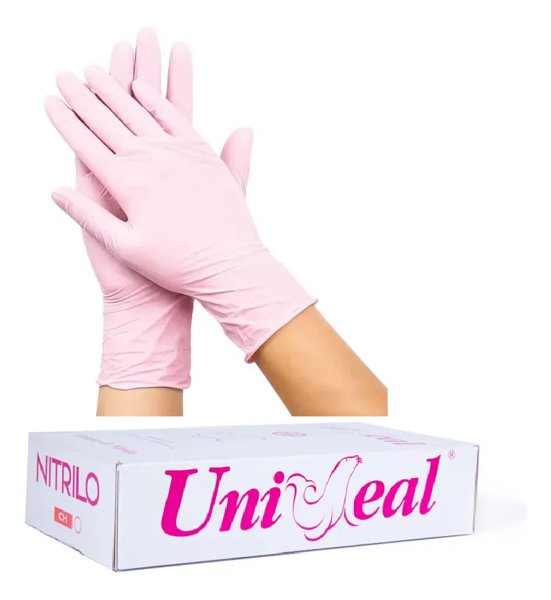 Guantes Nitrilo Uniseal Rosa Claro 100 Pzs