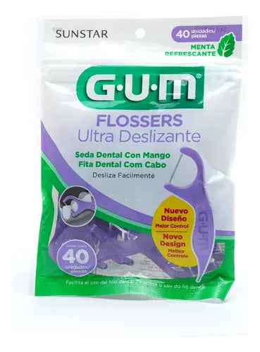 Hilo Dental Con Mango Gum Flossers Ultra Deslizante 40 Pieza