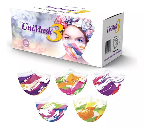 CUBREBOCAS PLISADO BLANCO UNIMASK 3 50pz