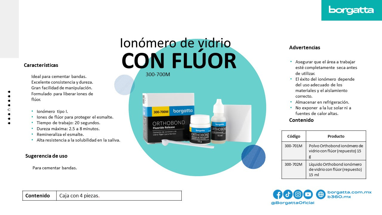 Orthobond cemento Ionómero de vidrio con flúor para bandas