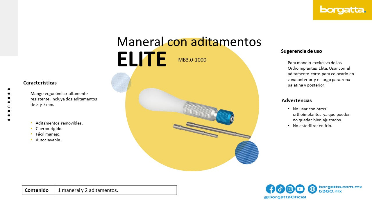 Maneral Aditamentos Para Orthoimplantes Micro Tornillos Elite