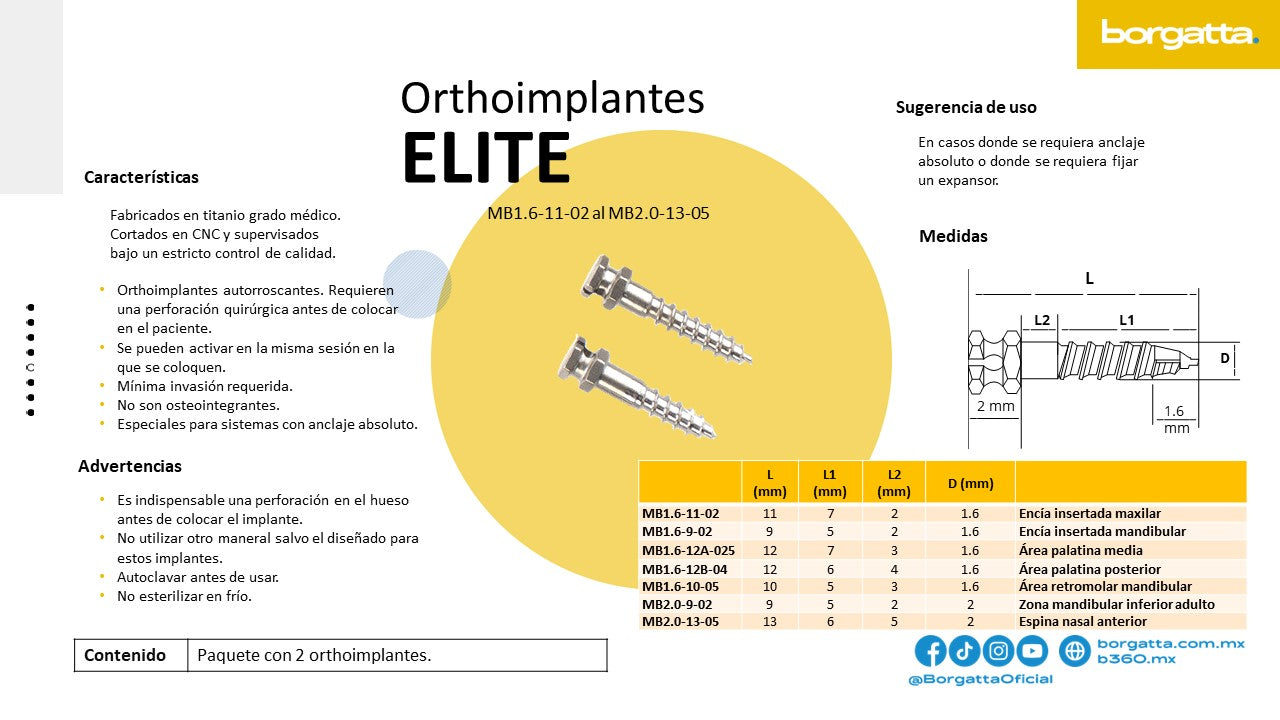 Micro Implantes Dentales Ortodoncia Borgatta Elite Ortho
