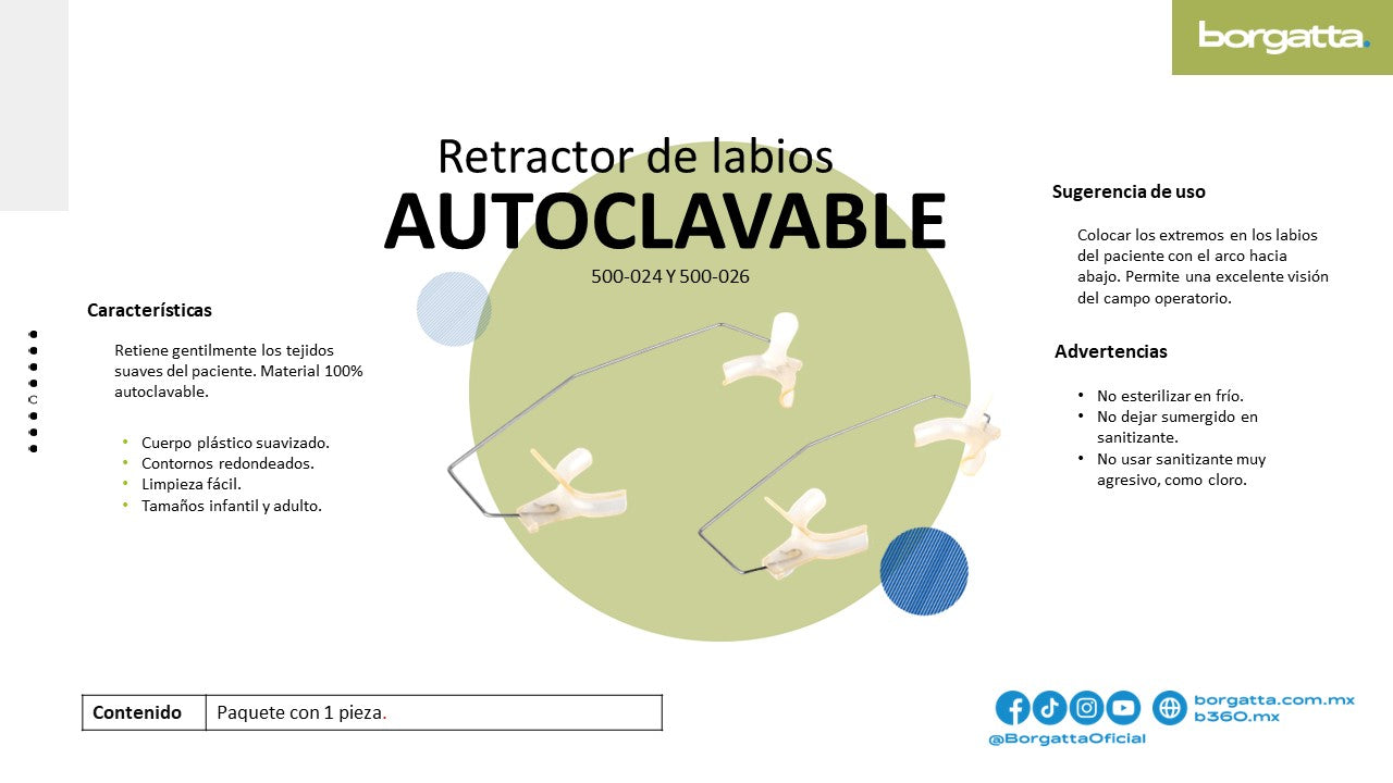 Retractor De Labio Autoclavable Dental Borgatta