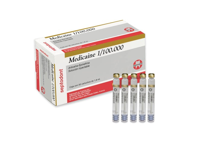 ANESTESIA ARTICAINA MEDICAINE 1/200000 VIDRIO 50 CARTUCHO 1.8 ML SEPTODONT