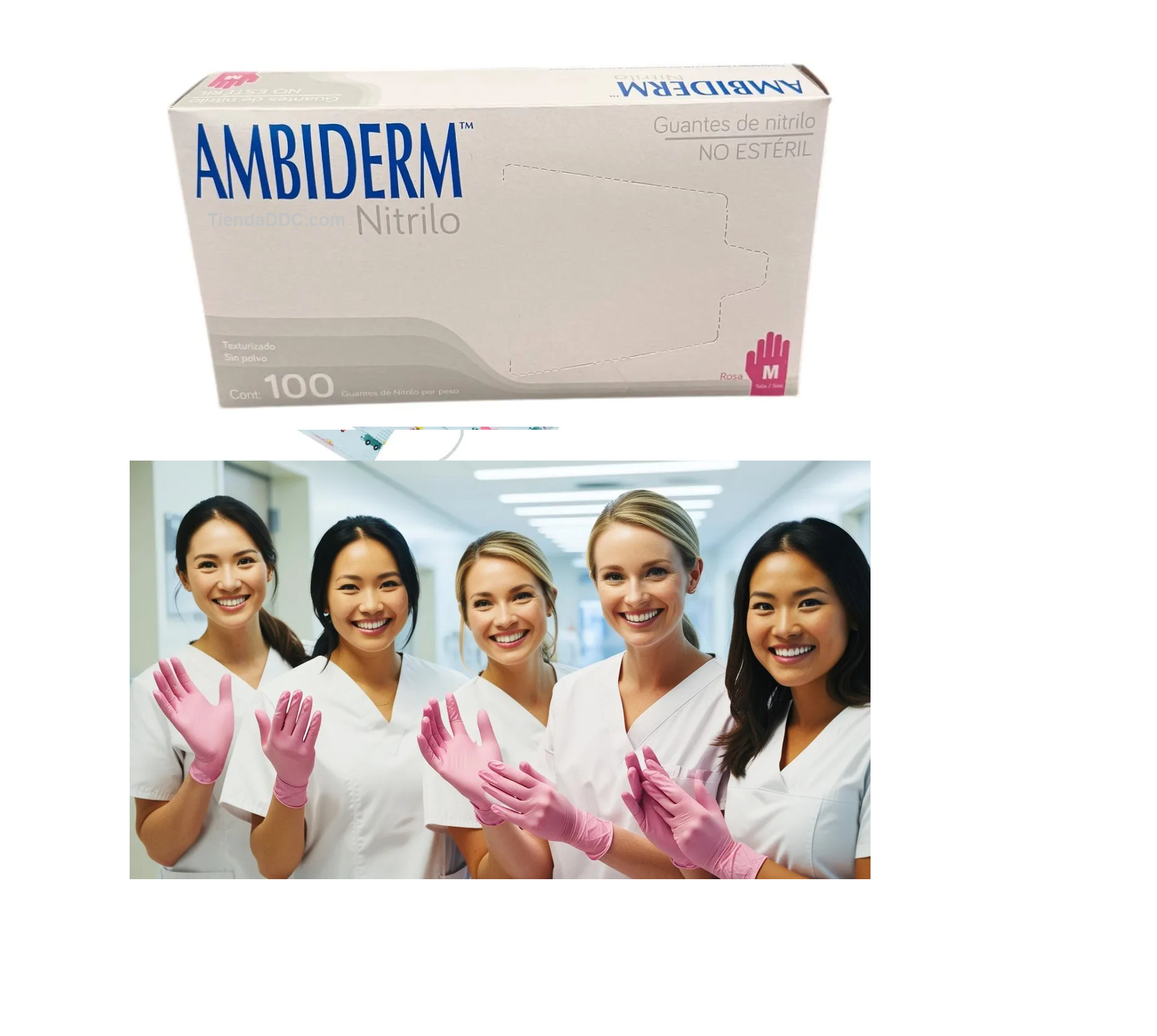 GUANTE DE NITRILO Rosa 100pz Ambiderm