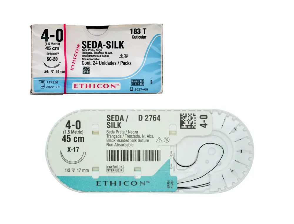Tienda DDC - ETHICON - CLINICA - Sutura SEDA negra SILK ETHICON 4-0 Caja master con 24 pzas | TiendaDDC.com