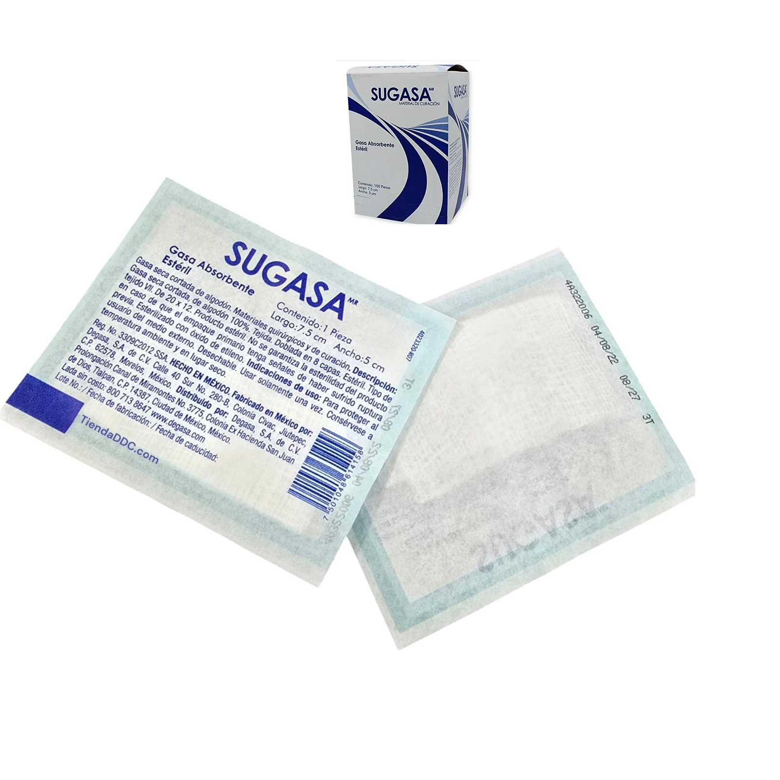 Gasa Esteril Sugasa Gasa 7.5cmx5cm - 100 Sobres