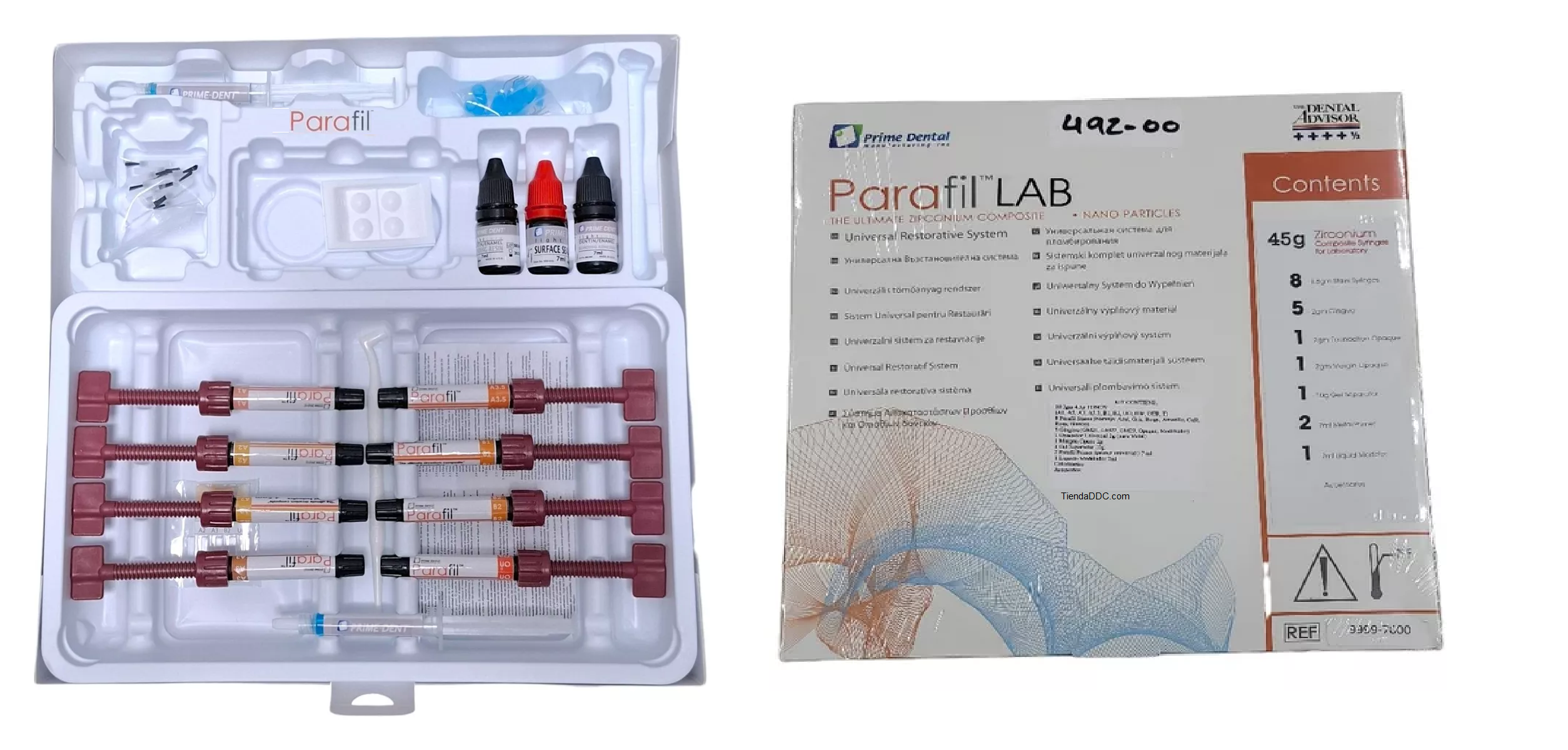 Kit De Resina Dental Parafil Lab 10 Jeringas + 15 Stains