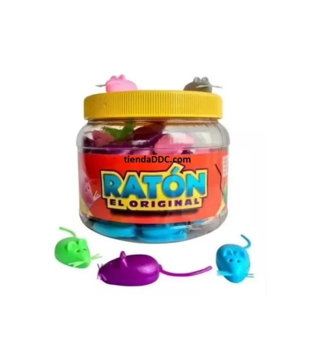 BOTE CON RATONES DE PLASTICO PARA GUARDAR DIENTES