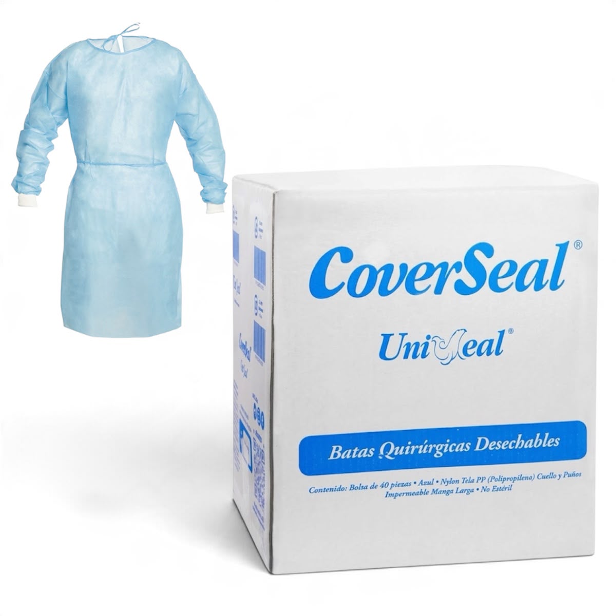 67502236493564 - UniSeal - Uniseal Coverseal Bata Quirúrgica Desechable Caja 40 Pzas | TiendaDDC.com