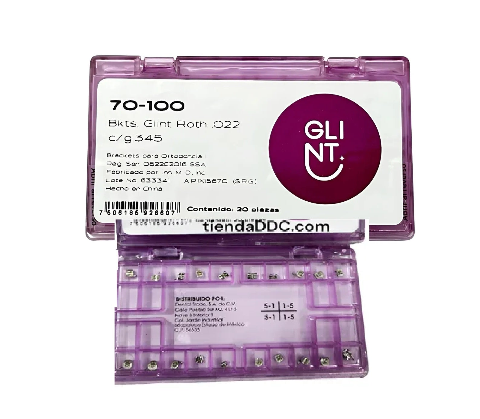 7506185926850 - BORGATTA - ORTO - BRACKETS GLINT roth .022 con tubo | TiendaDDC.com