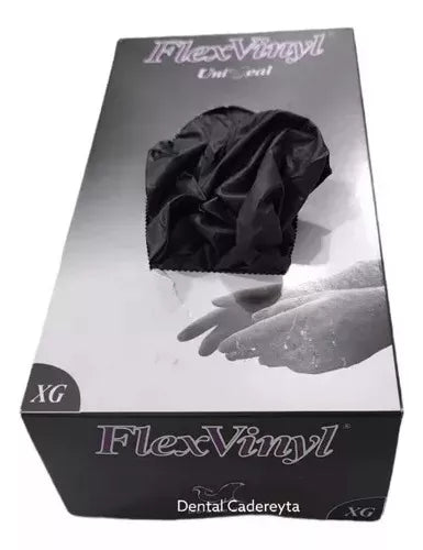 7502236491209 - UniSeal - GUANTES - Guante Flex Vinyl Negro Caja Master con 10 jr -1000 pzas guantes | TiendaDDC.com