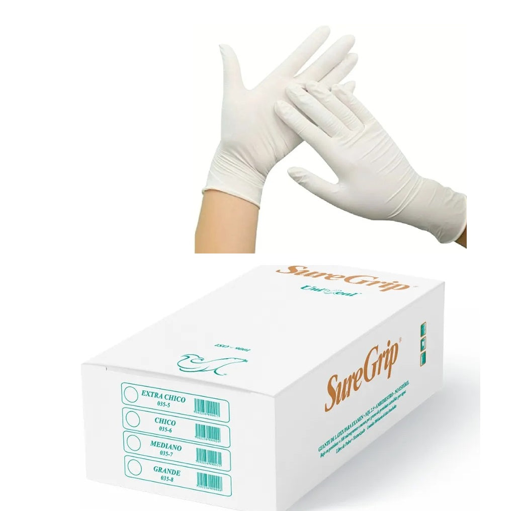 Guantes suregrip Uniseal De Látex Sin Polvo 100pz Grande