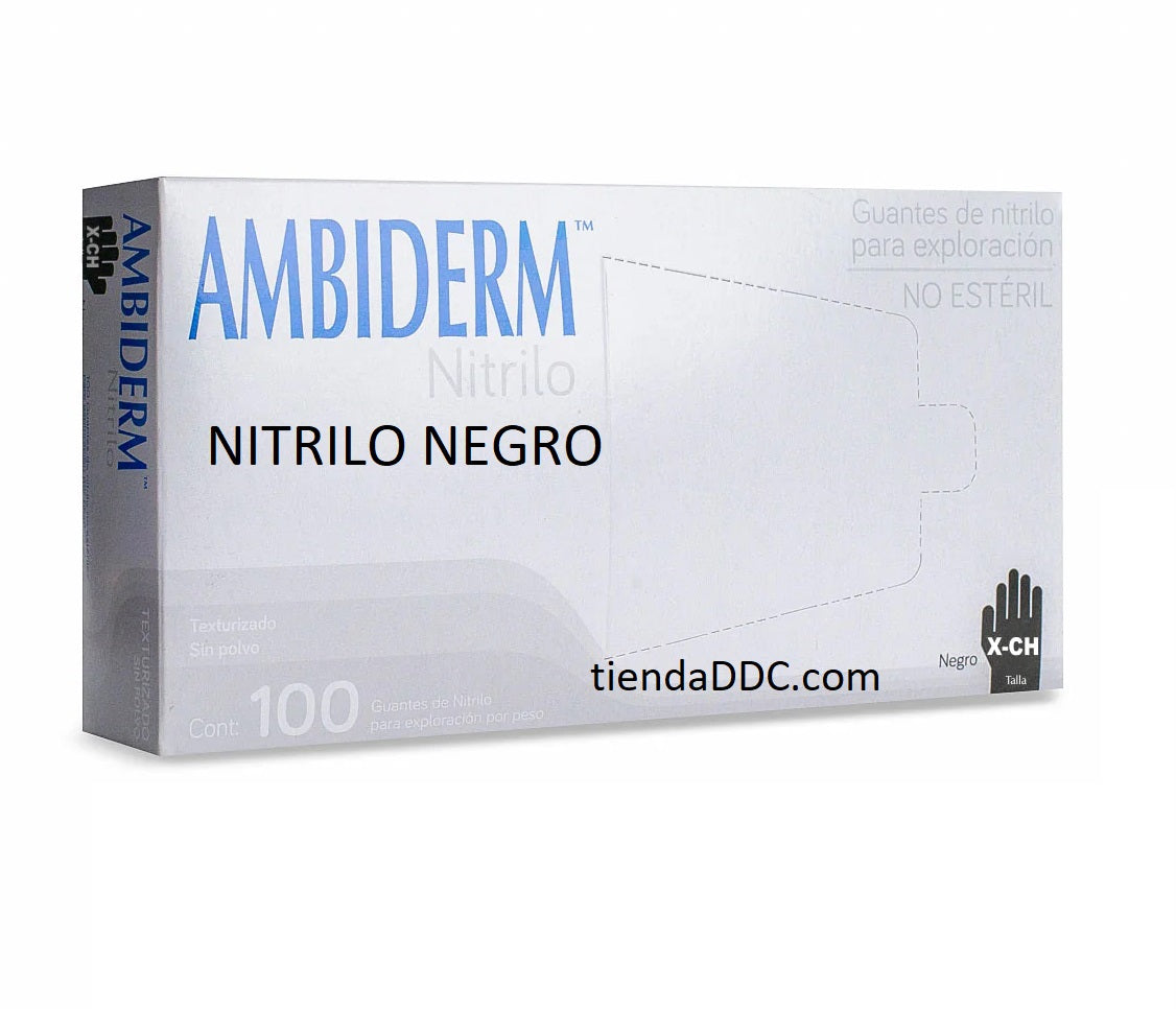 GUANTE DE NITRILO NEGRO 100pz Ambiderm