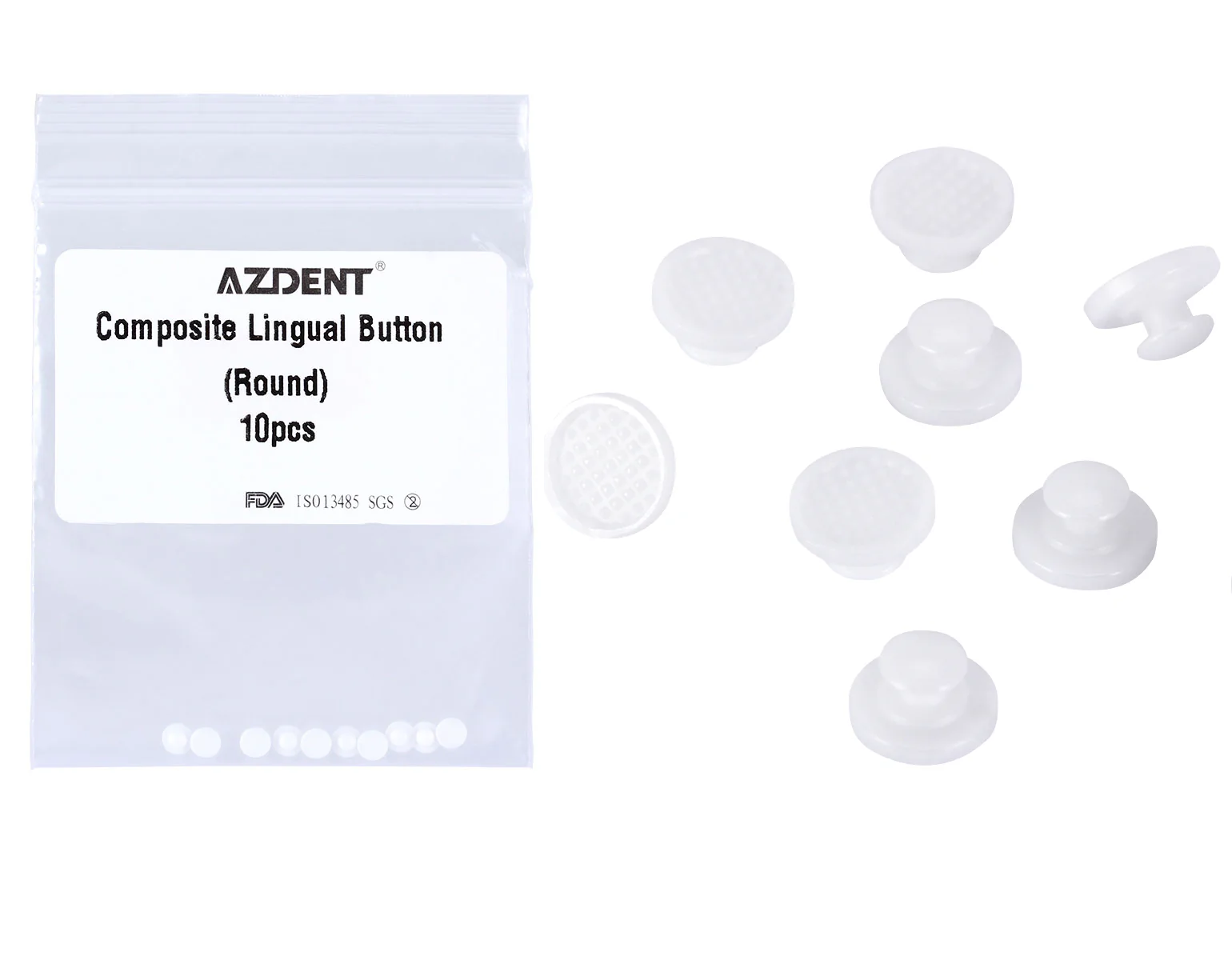 Botón lingual estetico base redonda de cerámica 10pz