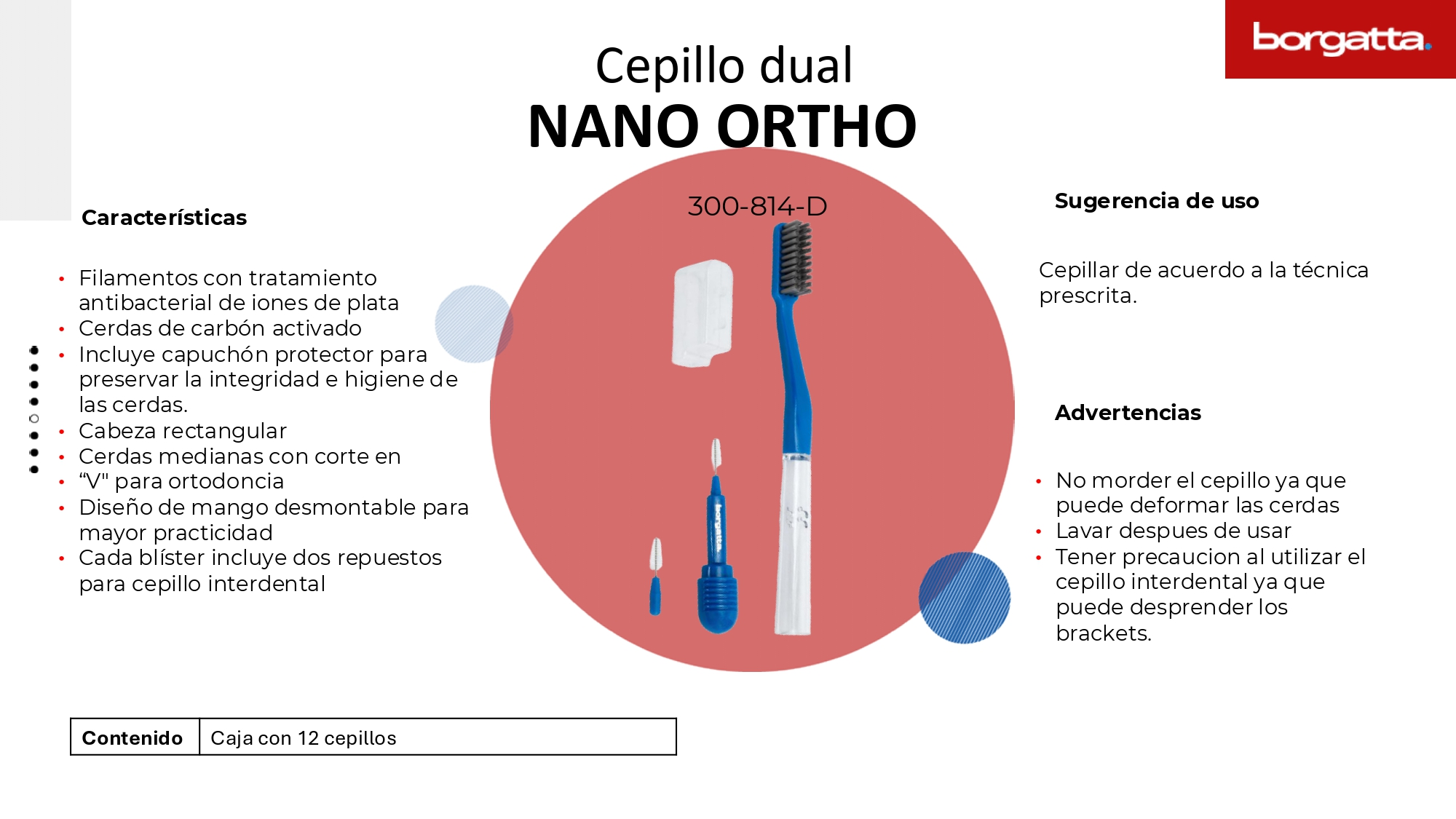 Tienda DDC - BORGATTA - Cepillos Nano Ortho Carbon Activado Interdental Cubrecepillo Caja Master con 8jr - 96 cepillos | TiendaDDC.com