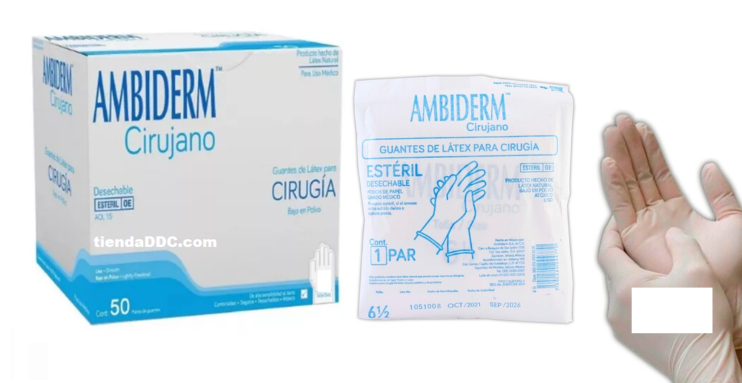 Guante esteril Ambiderm Cirugia en bolsa /50