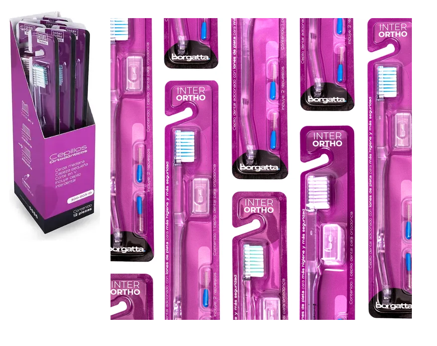 7506185928519 - BORGATTA - CEPILLOS INTER ORTHO TEENS Borgatta Caja Master 8 pzas 96 cepillos | TiendaDDC.com