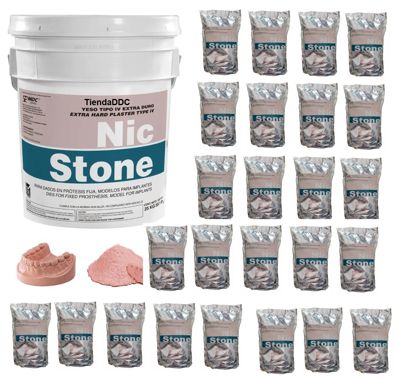 YESO NICSTONE TIPO IV Velmix Cubeta Caja Master 25 bolsas metalicas