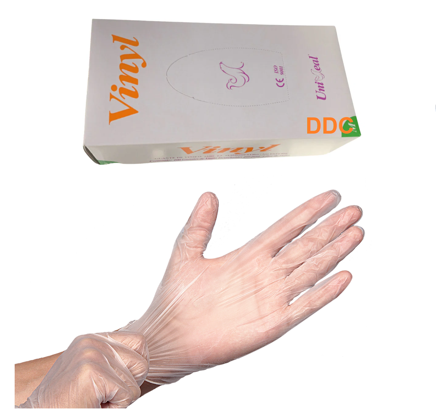 Guante De Vinyl Vinil Uniseal Sin Polvo Trasparente