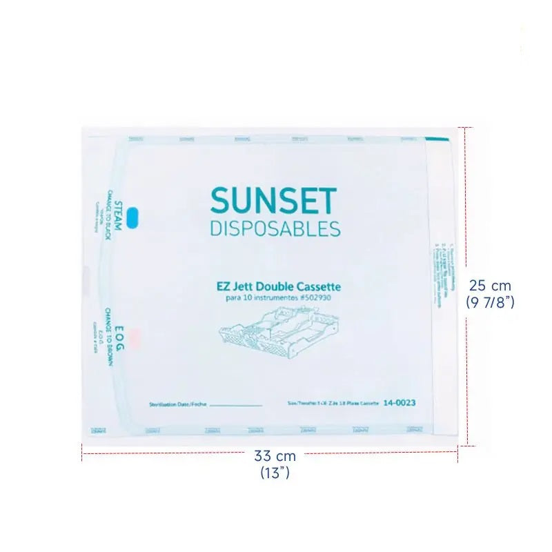 Tienda DDC - SUNSET - BOLSA PARA ESTERILIZAR 25 CM x 33 CM JUNBO CASSETE EZ-JETT 200pz | TiendaDDC.com