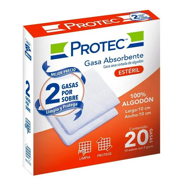 Gasa Absorbente ESTERIL PROTEC 10X10 CM C/20