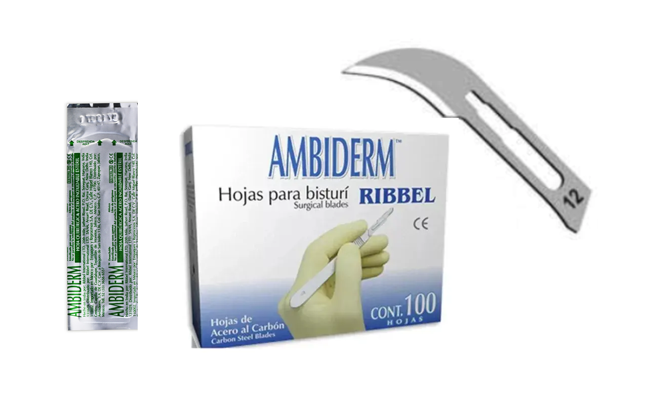 7502224242196 - AMBIDERM - HOJA PARA BISTURI Ambiderm Mango No.3 Acero al carbón | TiendaDDC.com