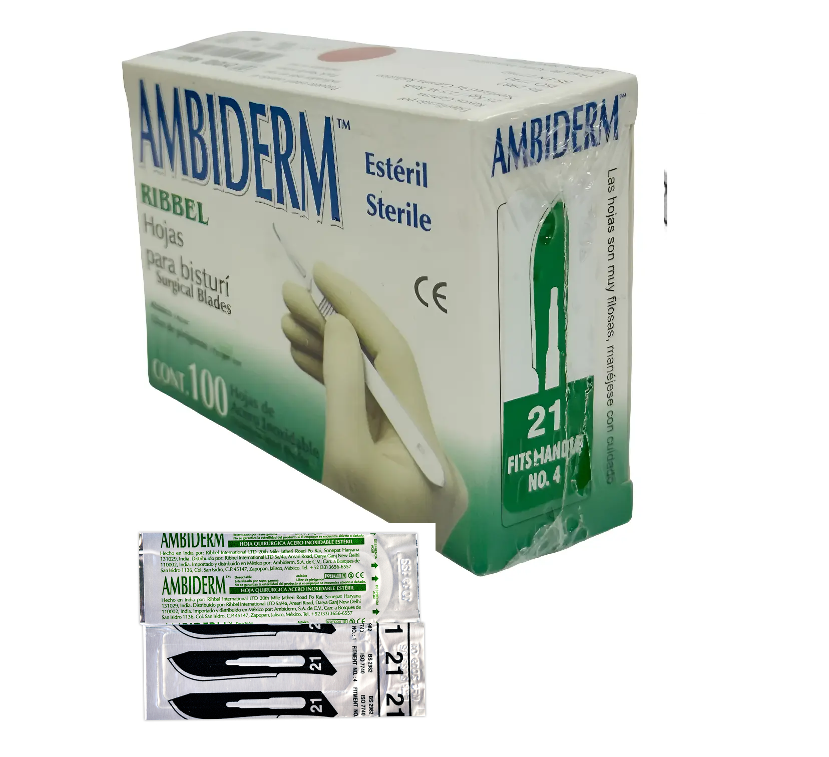 HOJA PARA BISTURI Ambiderm Acero inixidable RIBBEL