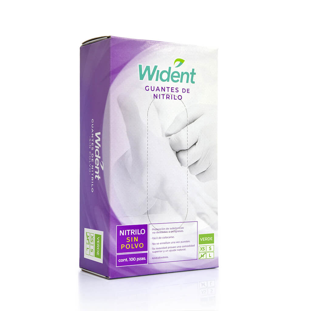 Guantes De Nitrilo Sin Polvo Wident Cirujano 100pz