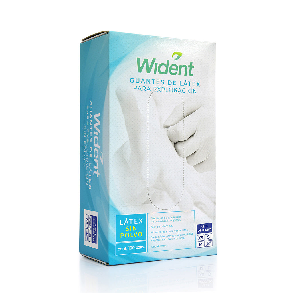 Guantes Wident Latex Sin Polvo Azul Obsccuro C/100