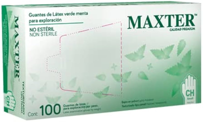 Guantes Mentolados De Látex Maxter Sabor Menta