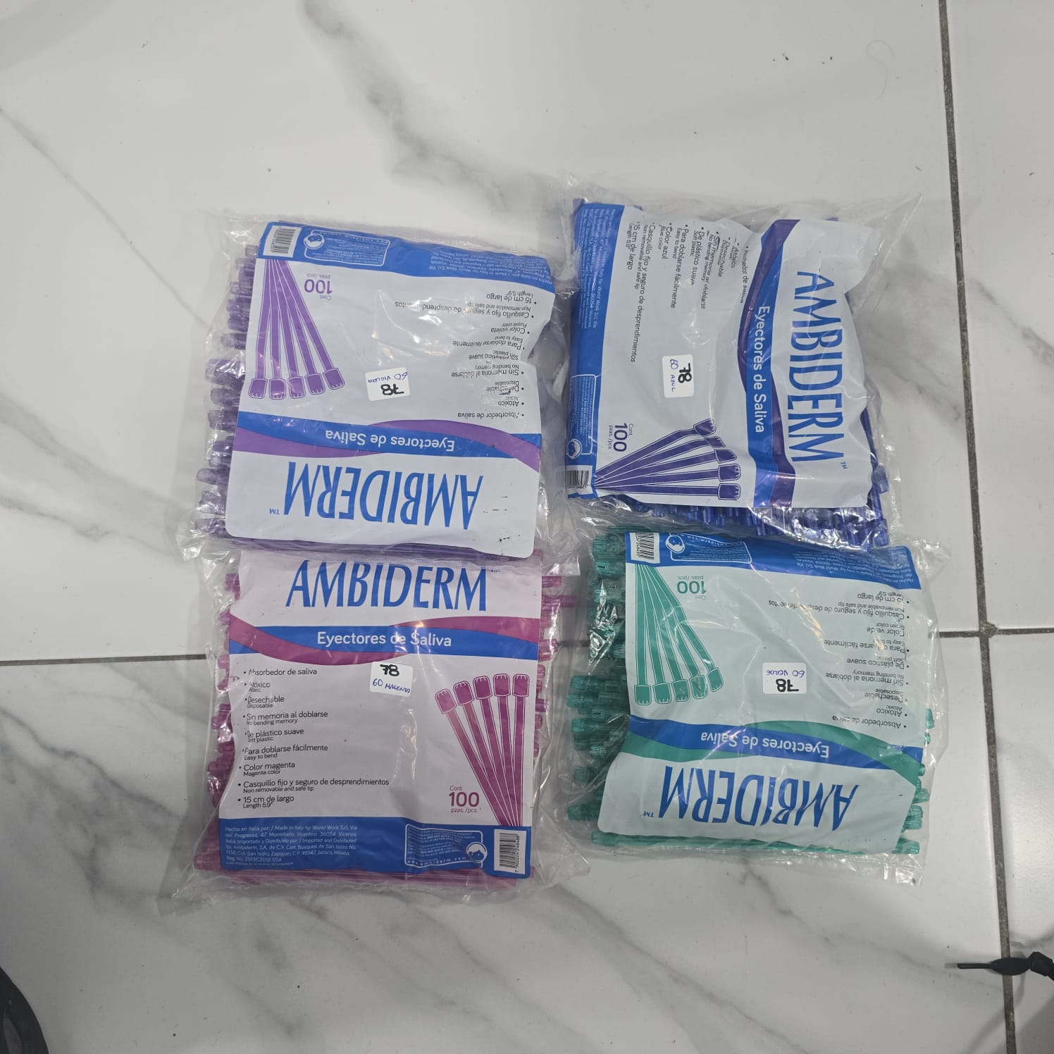 Tienda DDC - Deposito Dental Cadereyta - EYECTORES DE SALIVA ambiderm de colores | TiendaDDC.com