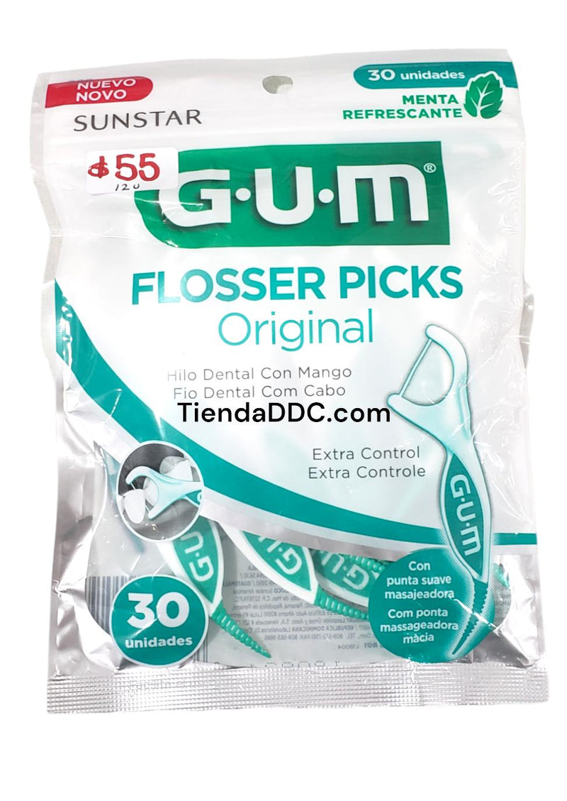 Flosser Picks Originalgum Hilo Con Palillo Interdental 30pz