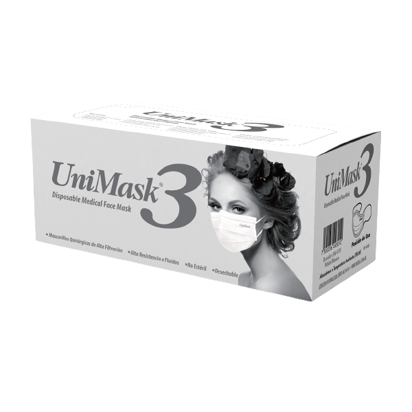 CUBREBOCA PLISADO BLANCO UNIMASK 50pz