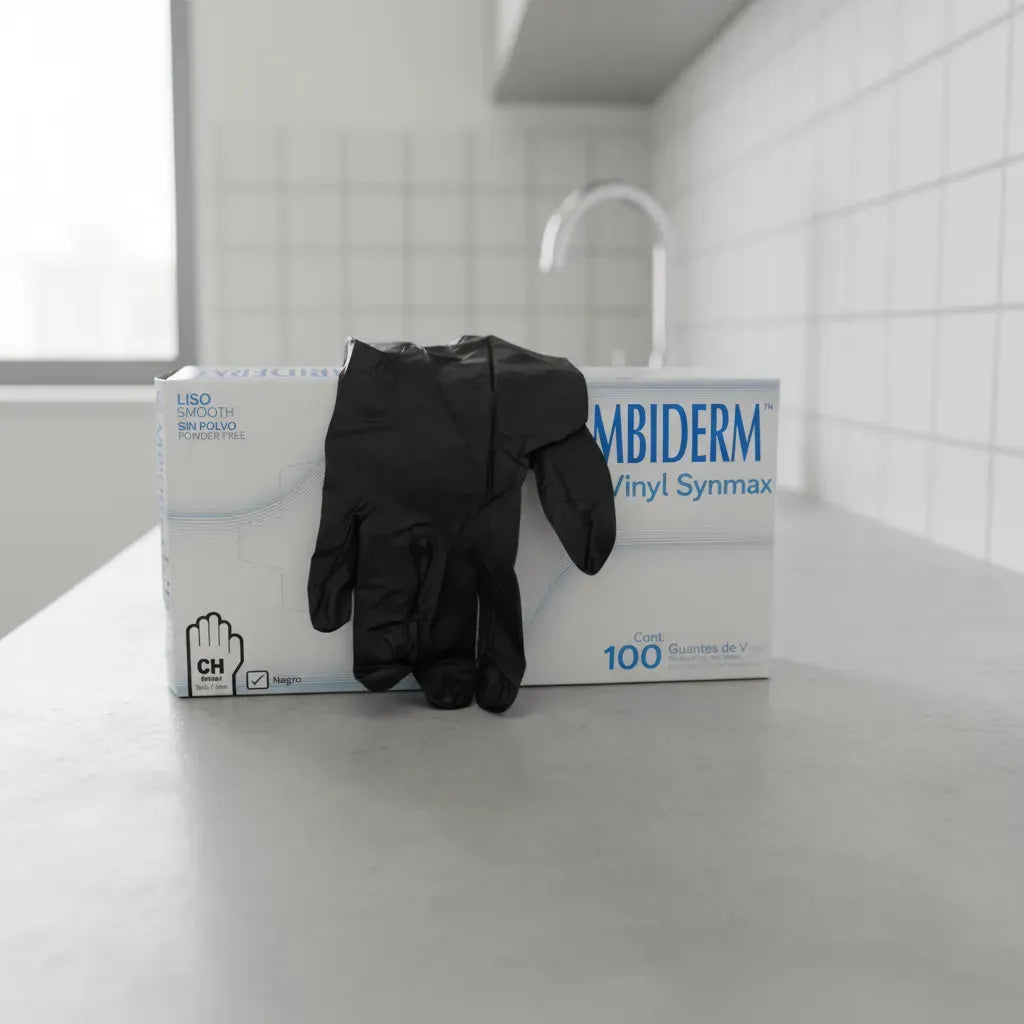Tienda DDC - AMBIDERM - GUANTES - Guante Ambiderm Vinyl Synmax Sin Polvo negro 100pz | TiendaDDC.com