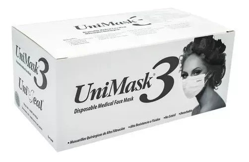 Cubrebocas Plisado Tricapa Unimask 50 Pz Uniseal Desechable