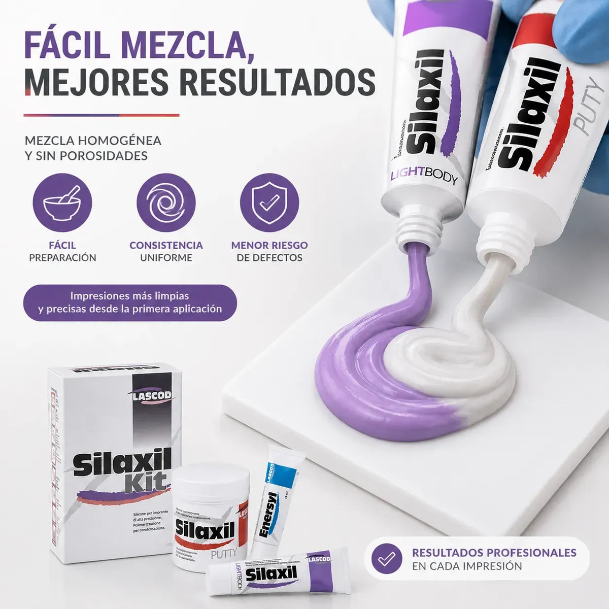 8016200021099 - LASCOD - CLINICA - Material Impresion Dental Silaxil Mini Kit Silicona Condensacion | TiendaDDC.com