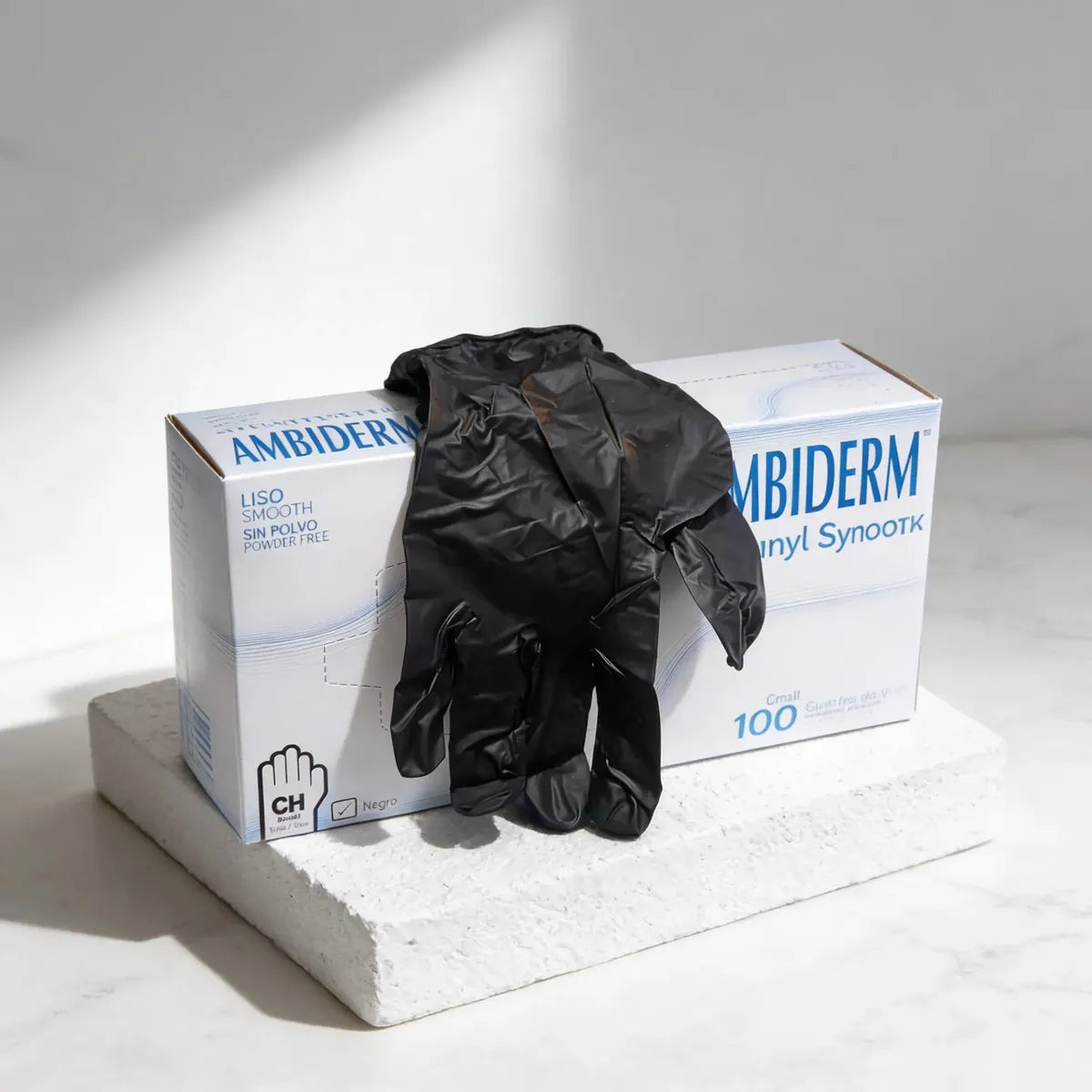 Tienda DDC - AMBIDERM - GUANTES - Guante Ambiderm Vinyl Synmax Sin Polvo negro 100pz | TiendaDDC.com