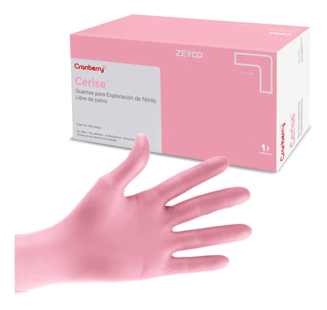Tienda DDC - Cranberry - GUANTES - Guantes Nitrilo Cerise Cranberry Sin Polvo 200 Pzas Rosa | TiendaDDC.com
