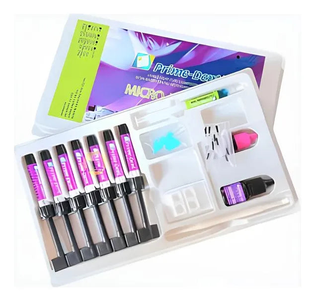 KIT 7 RESINAS MICRO HIBRIDAS acido bond Prime Dent