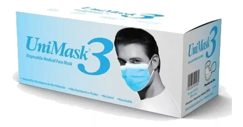 Cubrebocas Plisado Tricapa Unimask 50 Pz Uniseal Desechable